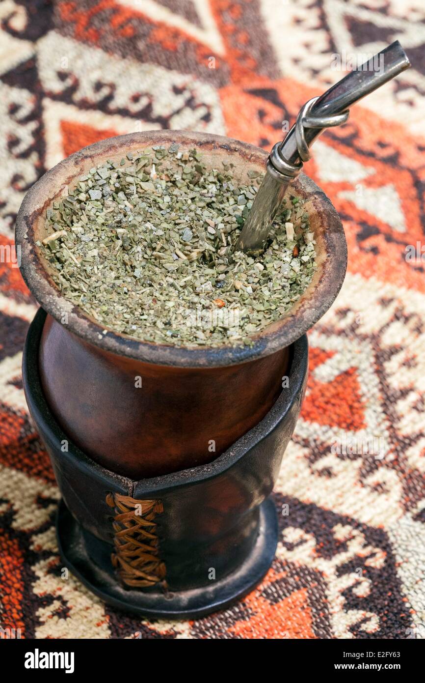 Argentina Buenos Aires traditional infusion called mate (yerba mate) and  prepared in a calabash with a bombilla Stock Photo - Alamy