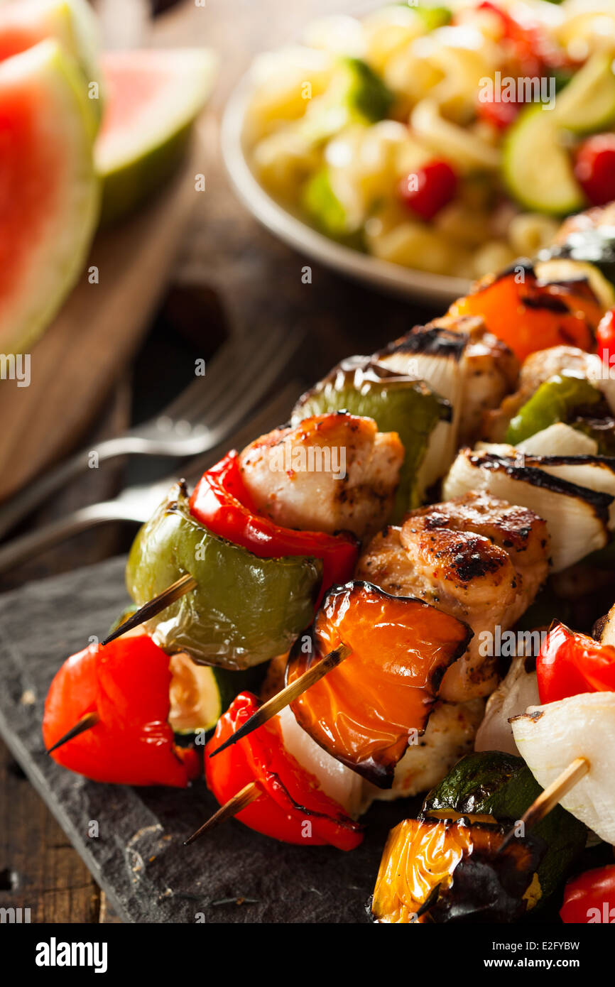 Homemade Chicken Shish Kabobs with Peppers and Onions Stock Photo Alamy