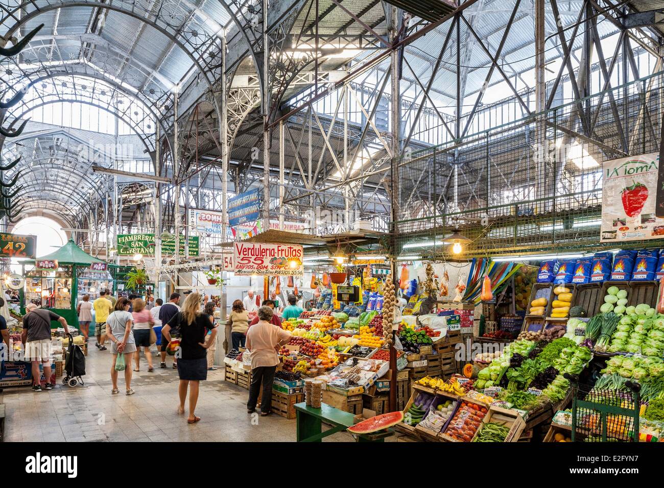 Argentina Buenos Aires San Telmo district San Telmo mercado covered market designed in 1897 by architect Juan Buschiazzo Stock Photo