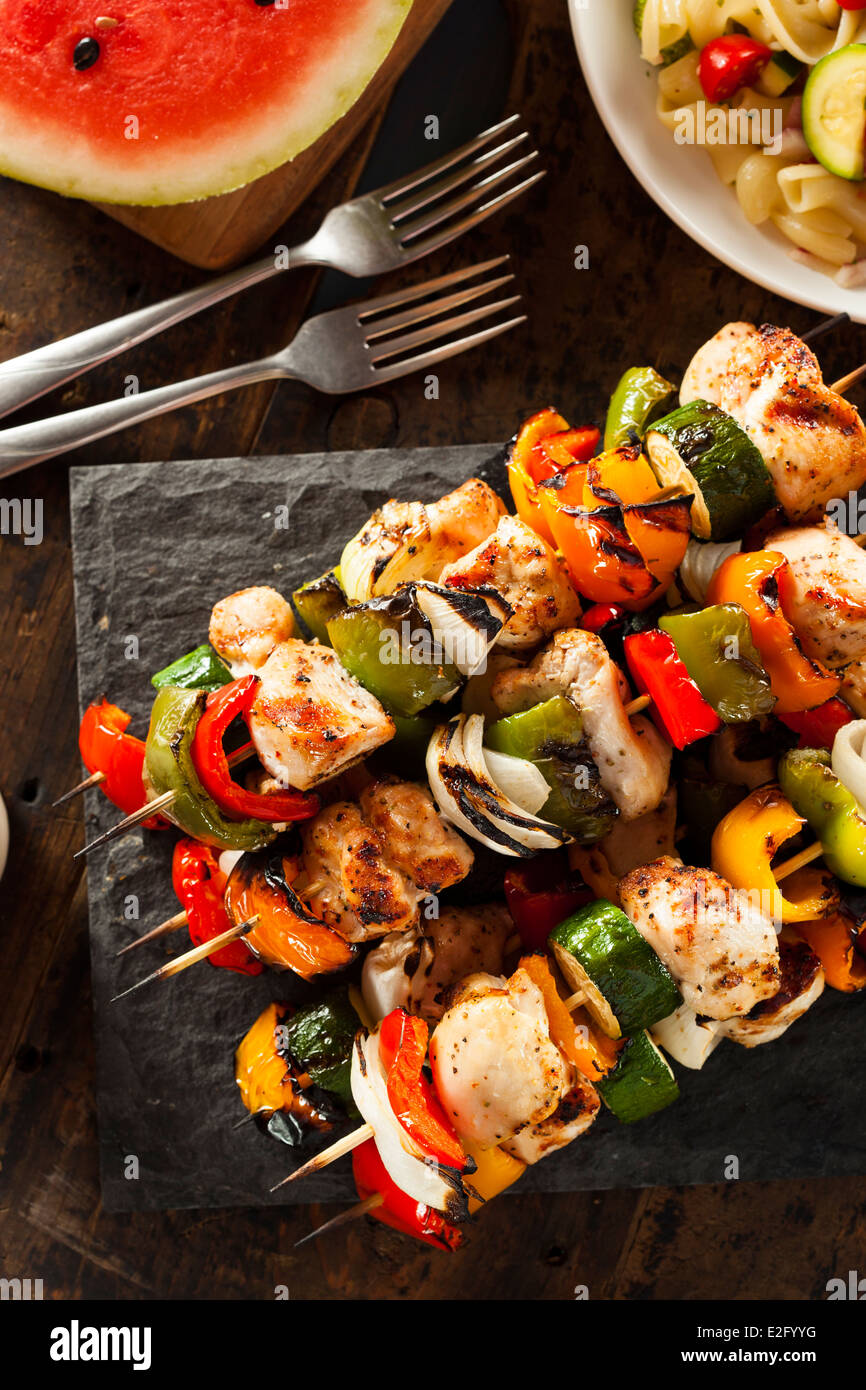 Homemade Chicken Shish Kabobs with Peppers and Onions Stock Photo Alamy