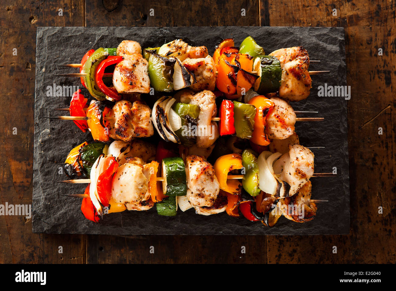Homemade Chicken Shish Kabobs with Peppers and Onions Stock Photo Alamy