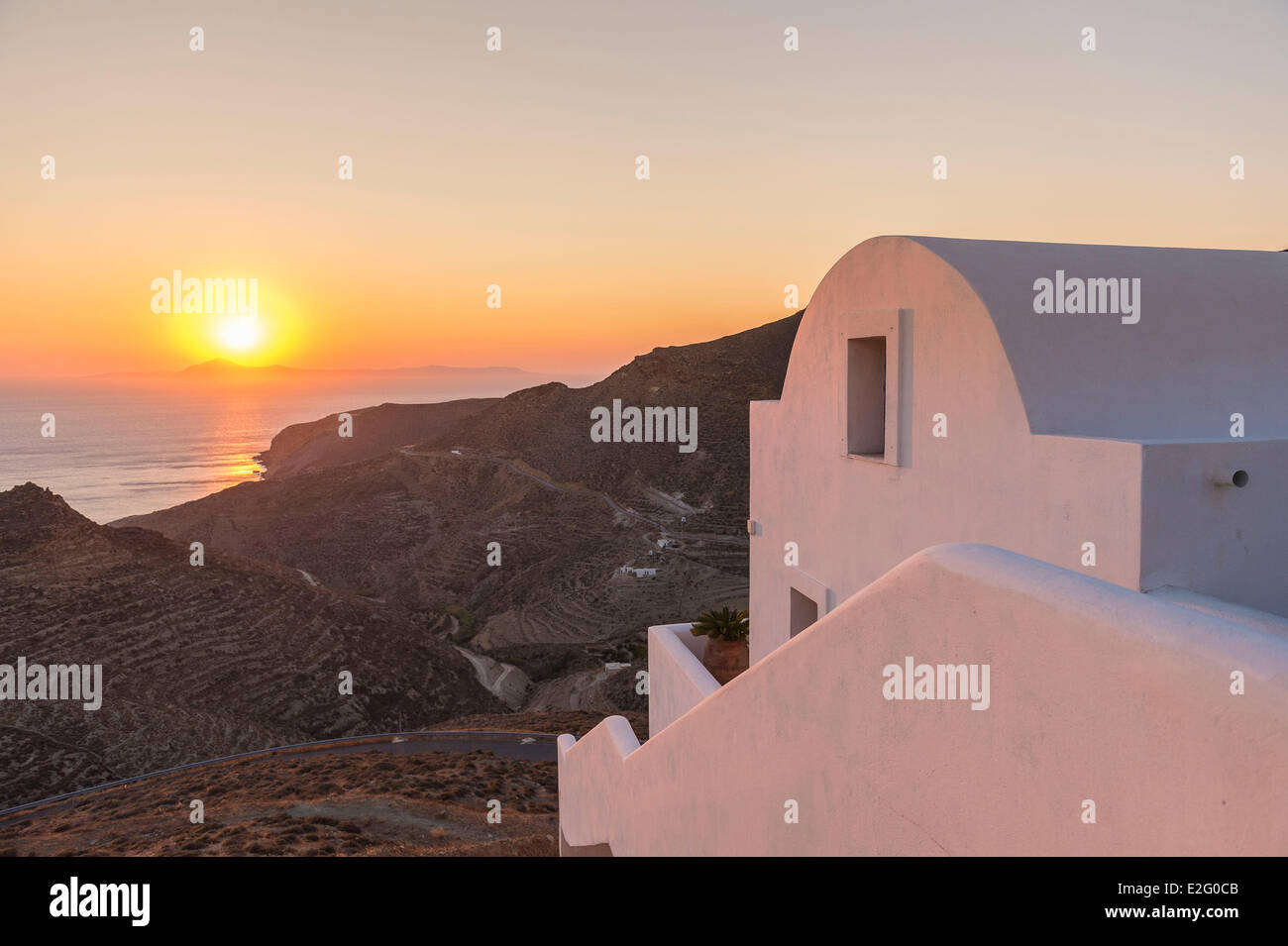 Greece Cyclades Islands Anafi Island at sunset Stock Photo