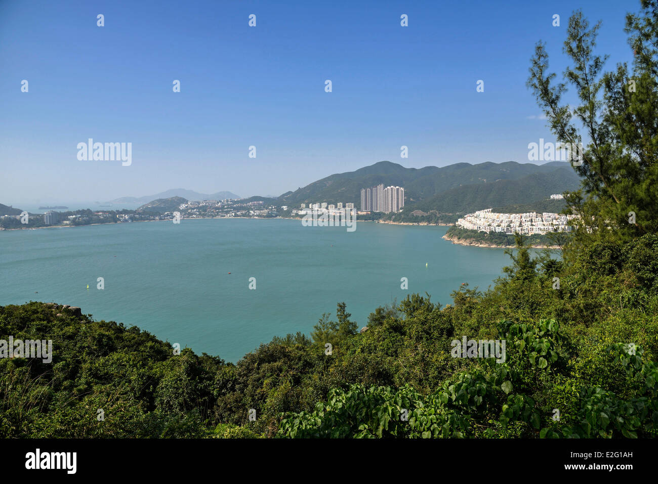 China Hong Kong Hong Kong Island Bay of Tai Tam between stanley's Peninsula and the Peak Aguilar apartment building in the Stock Photo