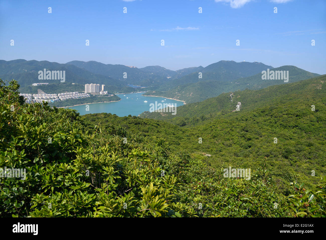 China Hong Kong Hong Kong Island Bay of Tai Tam between stanley's Peninsula and the Peak Aguilar apartment building in the Stock Photo