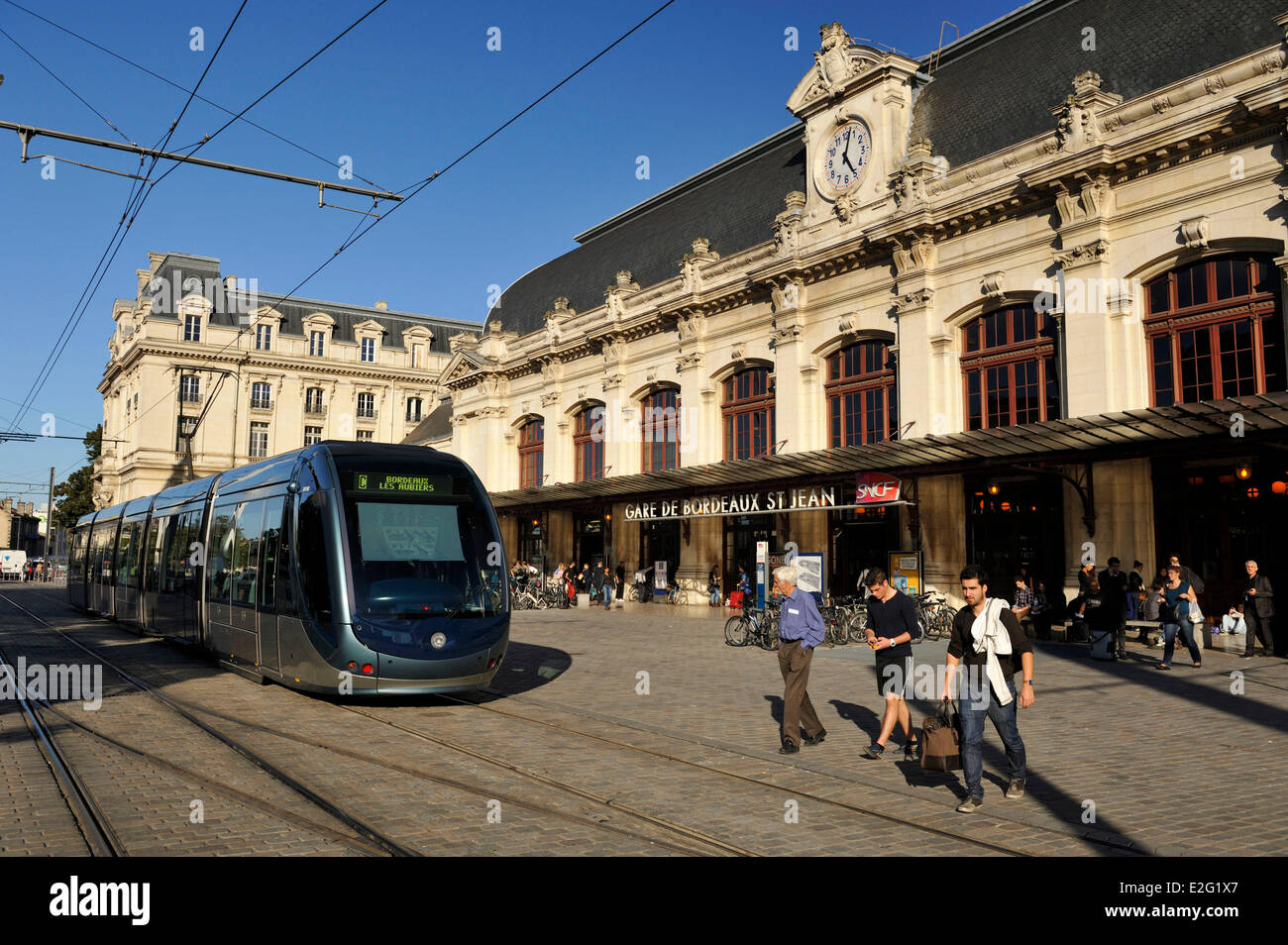 France Gironde Bordeaux Saint Jean train station tram passing in front of  the station Stock Photo - Alamy