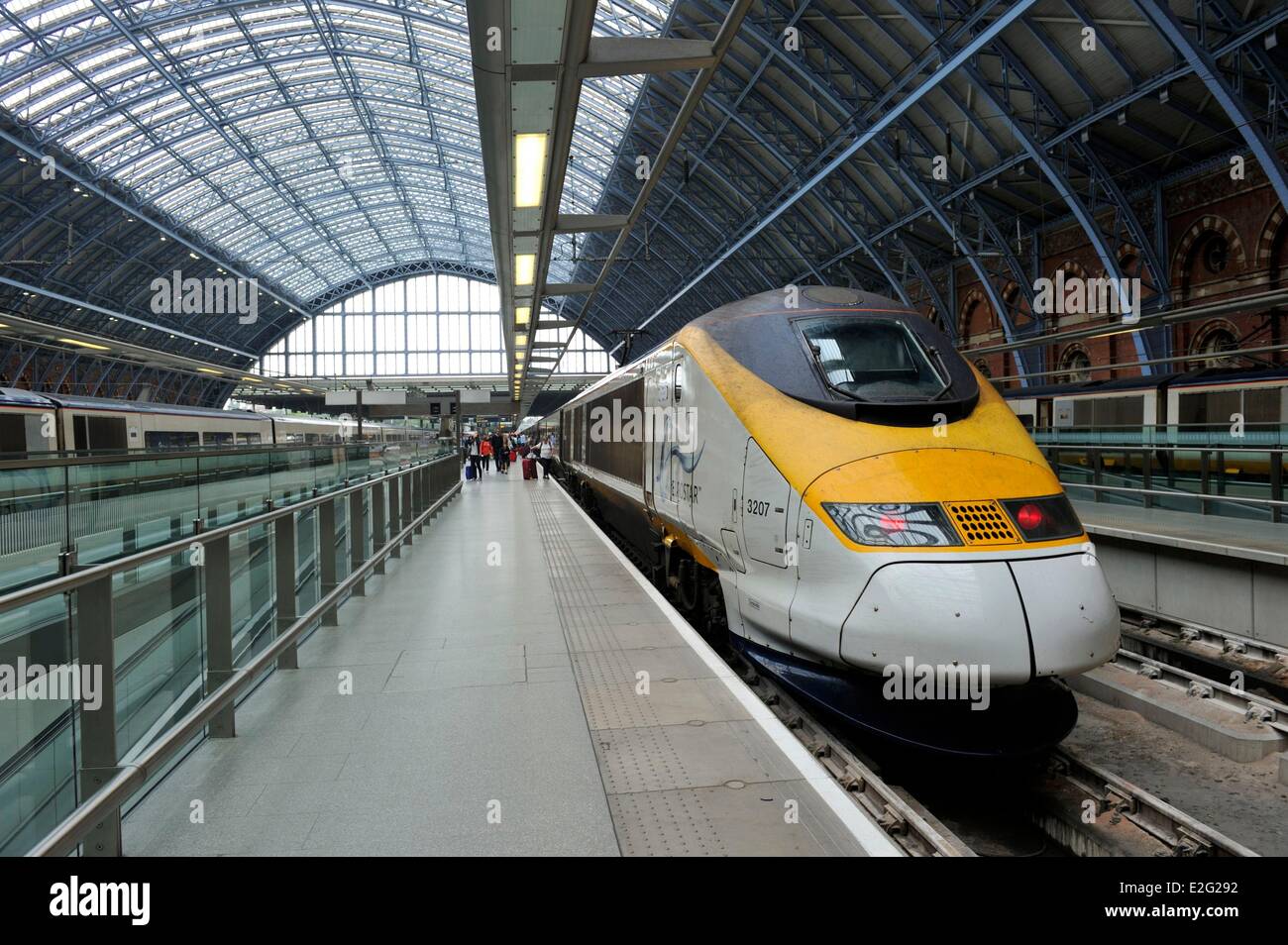 United Kingdom London King Cross St Pancras International train station Eurostar train Stock Photo