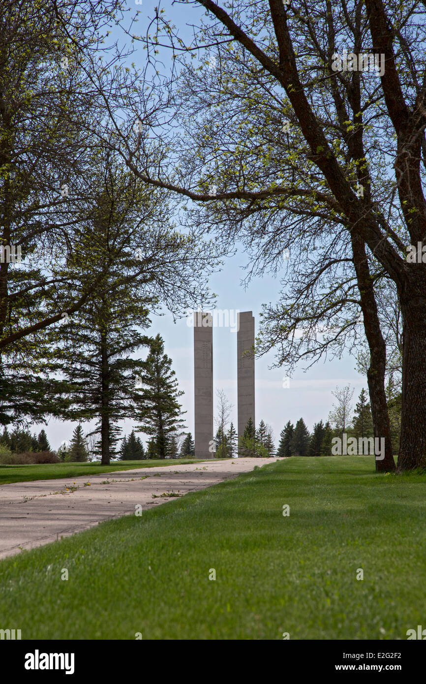 The Peace Tower at the International Peace Garden The Garden is on the U.S.-Canada border between North Dakota and Manitoba. Stock Photo