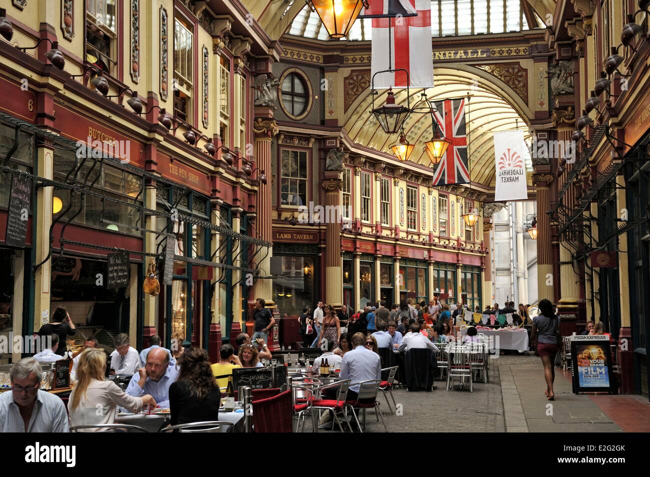 United Kingdom London City Leadenhall Market Victorian Hall Built in 1881 by Horace Jones Stock Photo