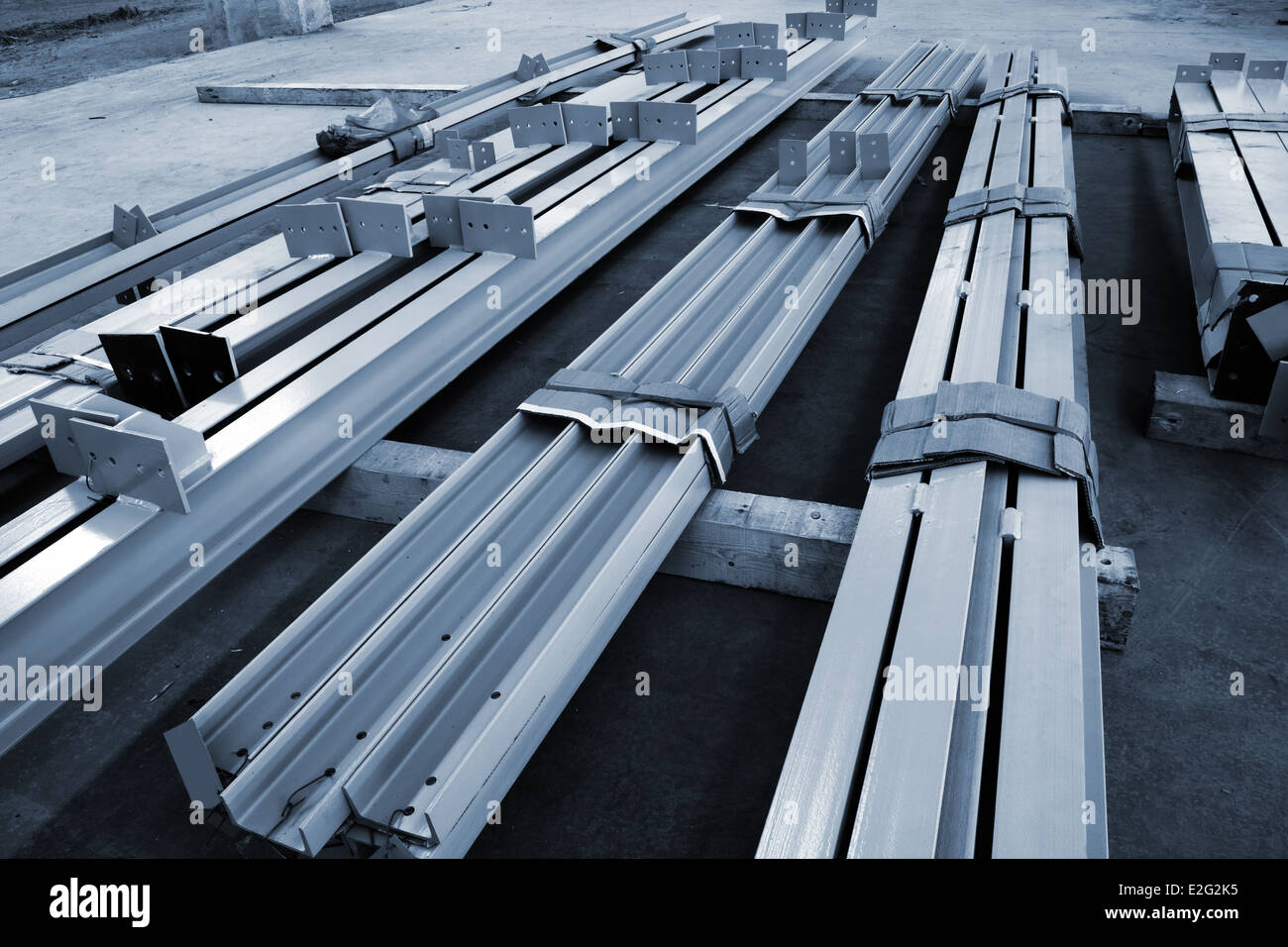new welded metal beams on modern plant Stock Photo - Alamy