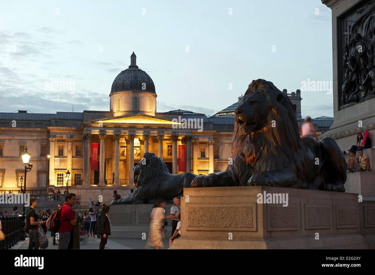 United Kingdom London Trafalgar square National Gallery Stock Photo