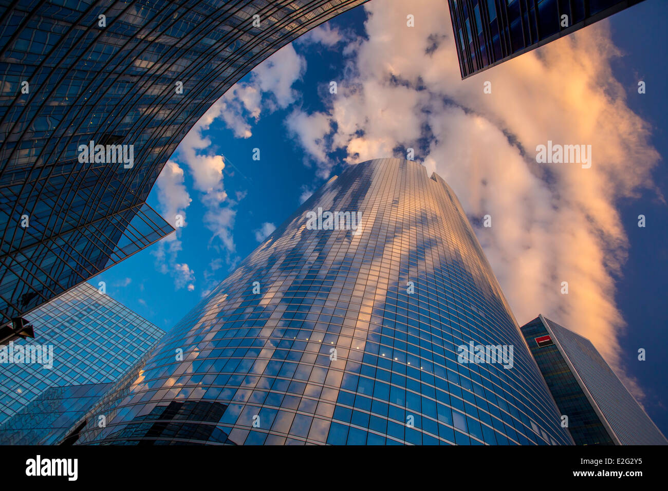 Société Générale Building and the modern architecture of La Defense, Paris France Stock Photo