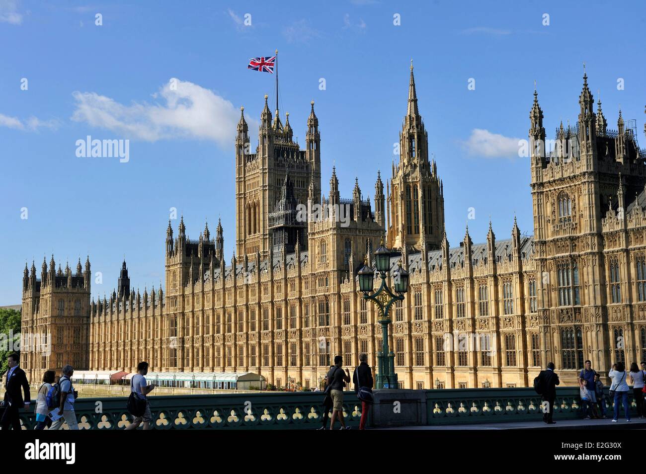 United Kingdom London Westminster palace House of Parlement with Victoria Tower and Westminster Hall Stock Photo
