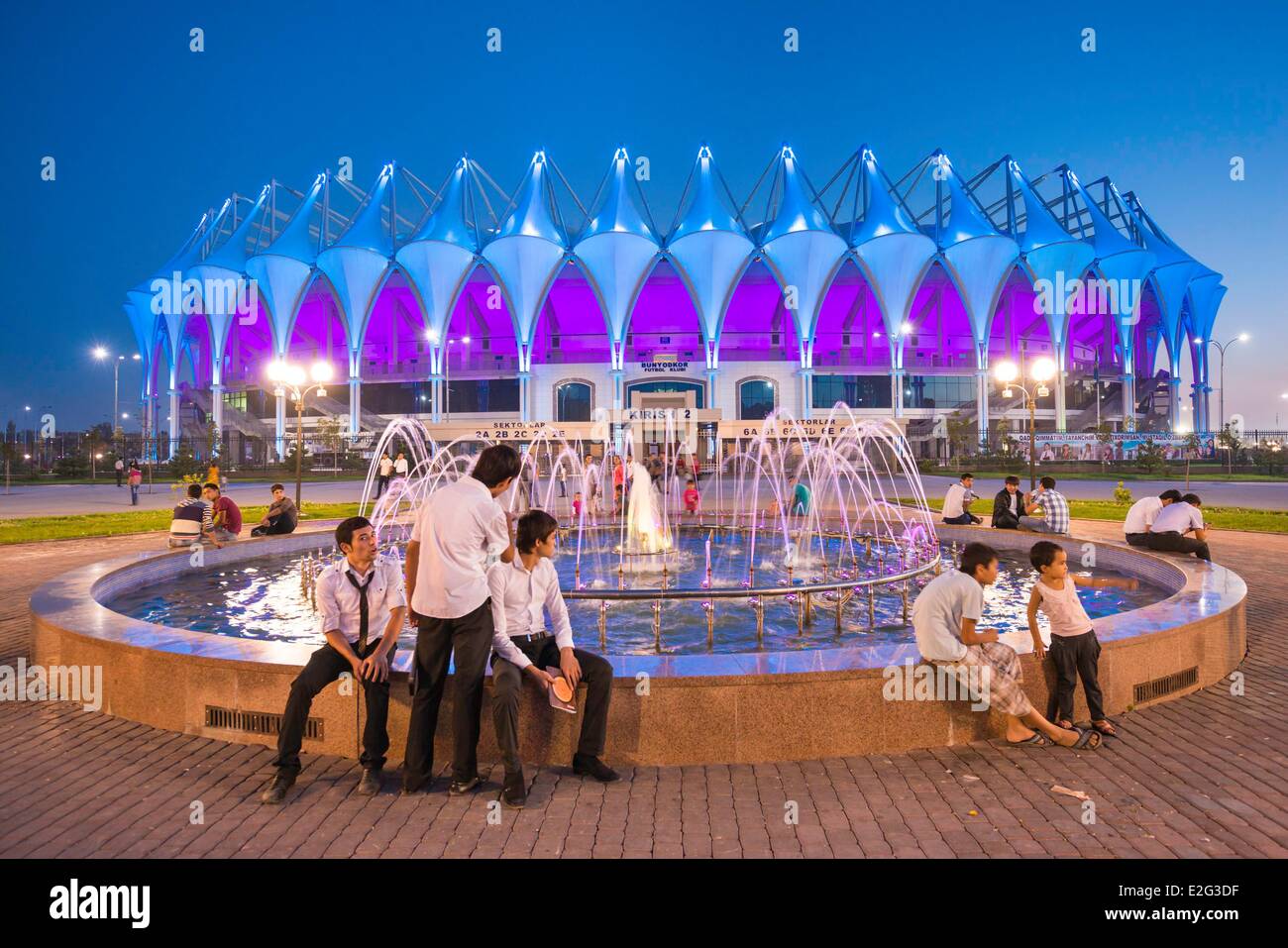Uzbekistan Silk road Tashkent the new Bunyodkor stadium opened in august 2012 and build by GMP Architekten Stock Photo