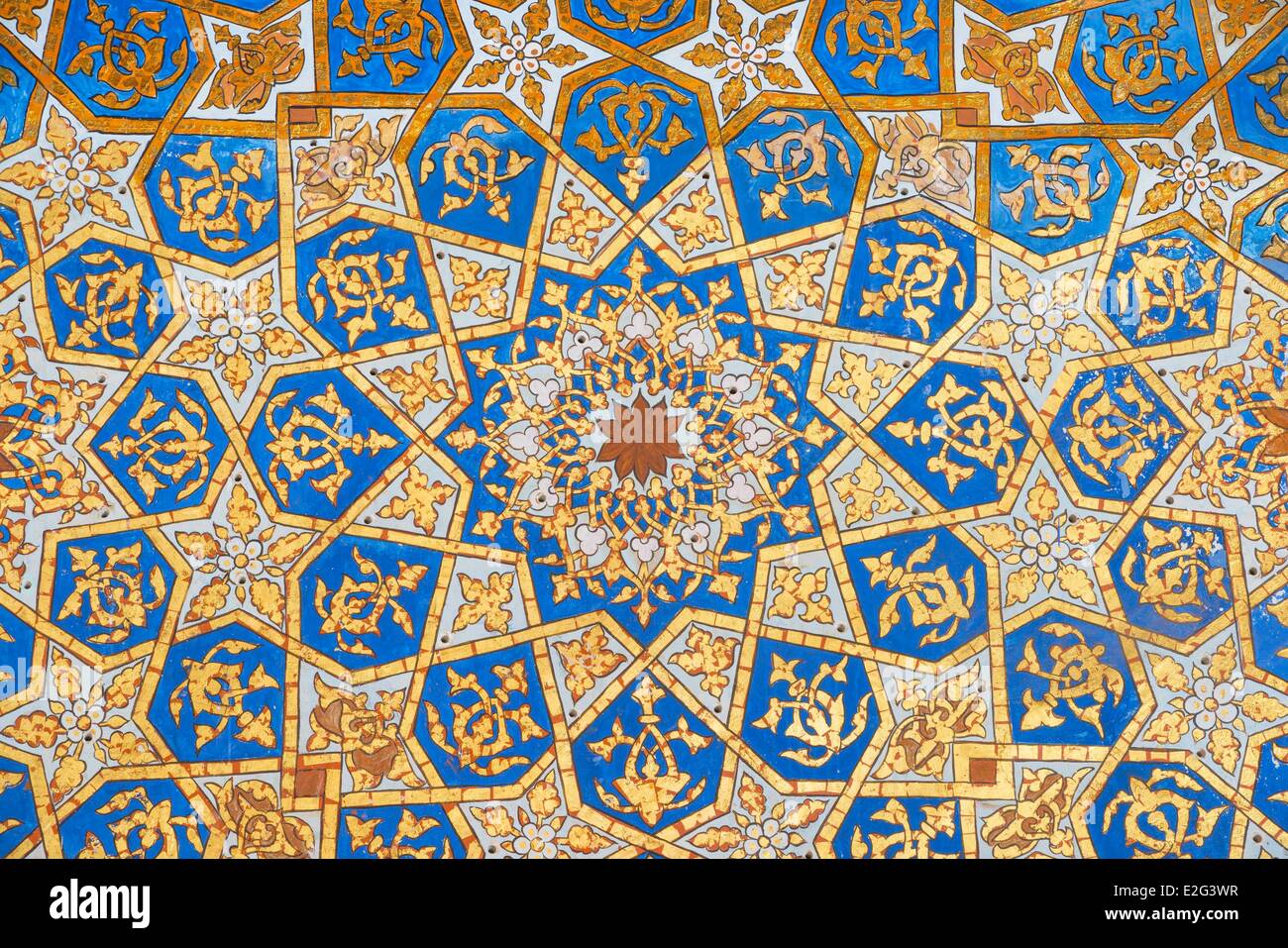 Uzbekistan Silk Road Samarkand listed as World Heritage by UNESCO Registan place the Tilla-Kari Madrasah detail Stock Photo
