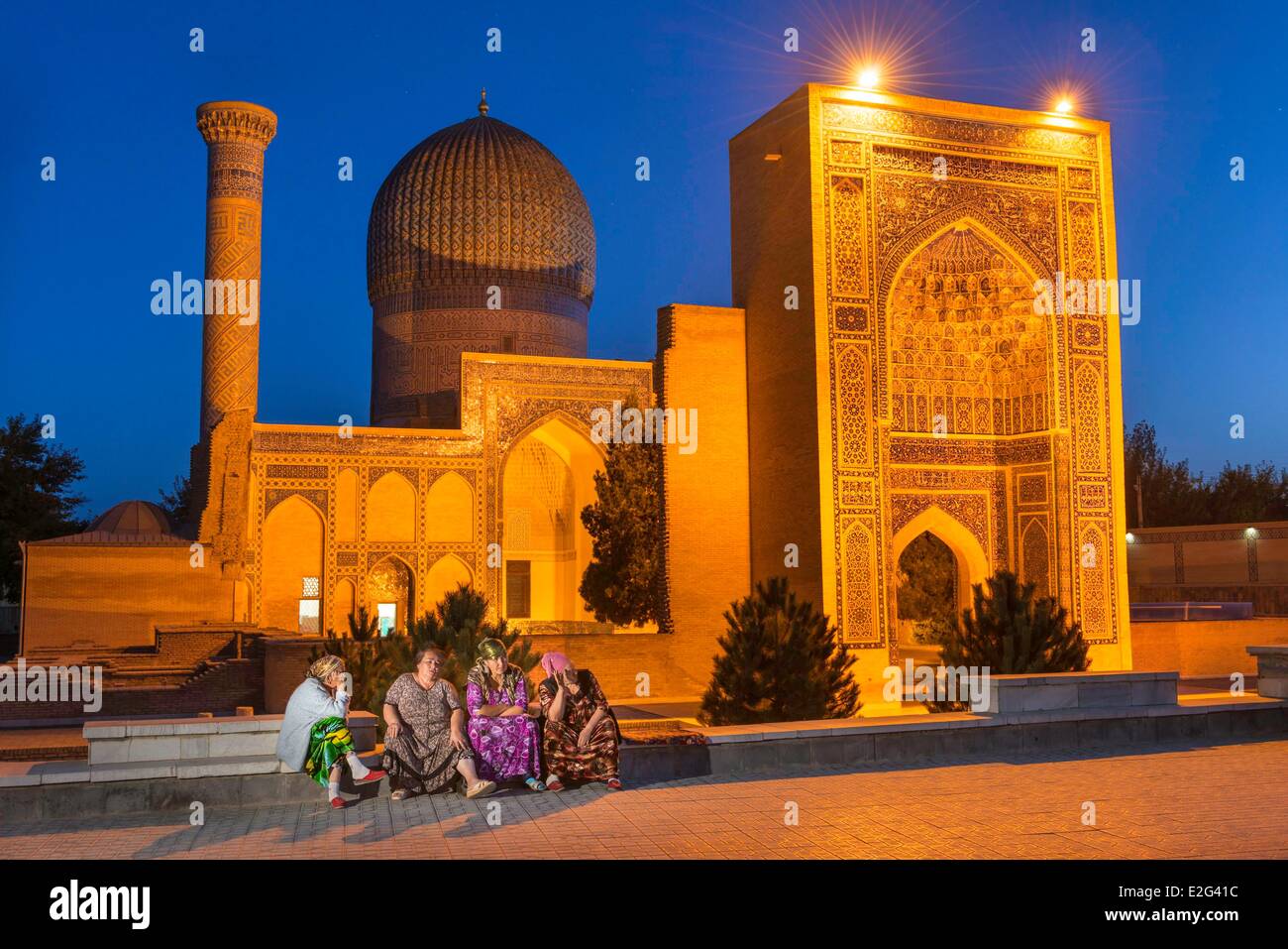 Uzbekistan Silk Road Samarkand listed as World Heritage by UNESCO Gur Amir mausoleum where the bodies of Timur and his grandson Stock Photo