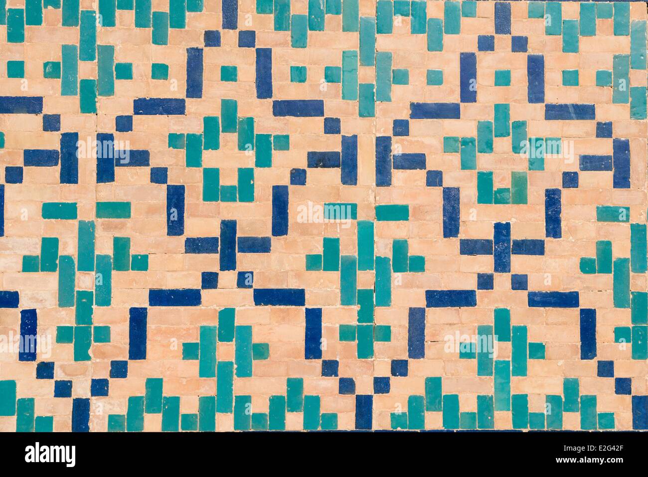 Uzbekistan Silk Road Bukhara historical center listed as world heritage by UNESCO Mir I Arab Madrasah mosaic detail Stock Photo
