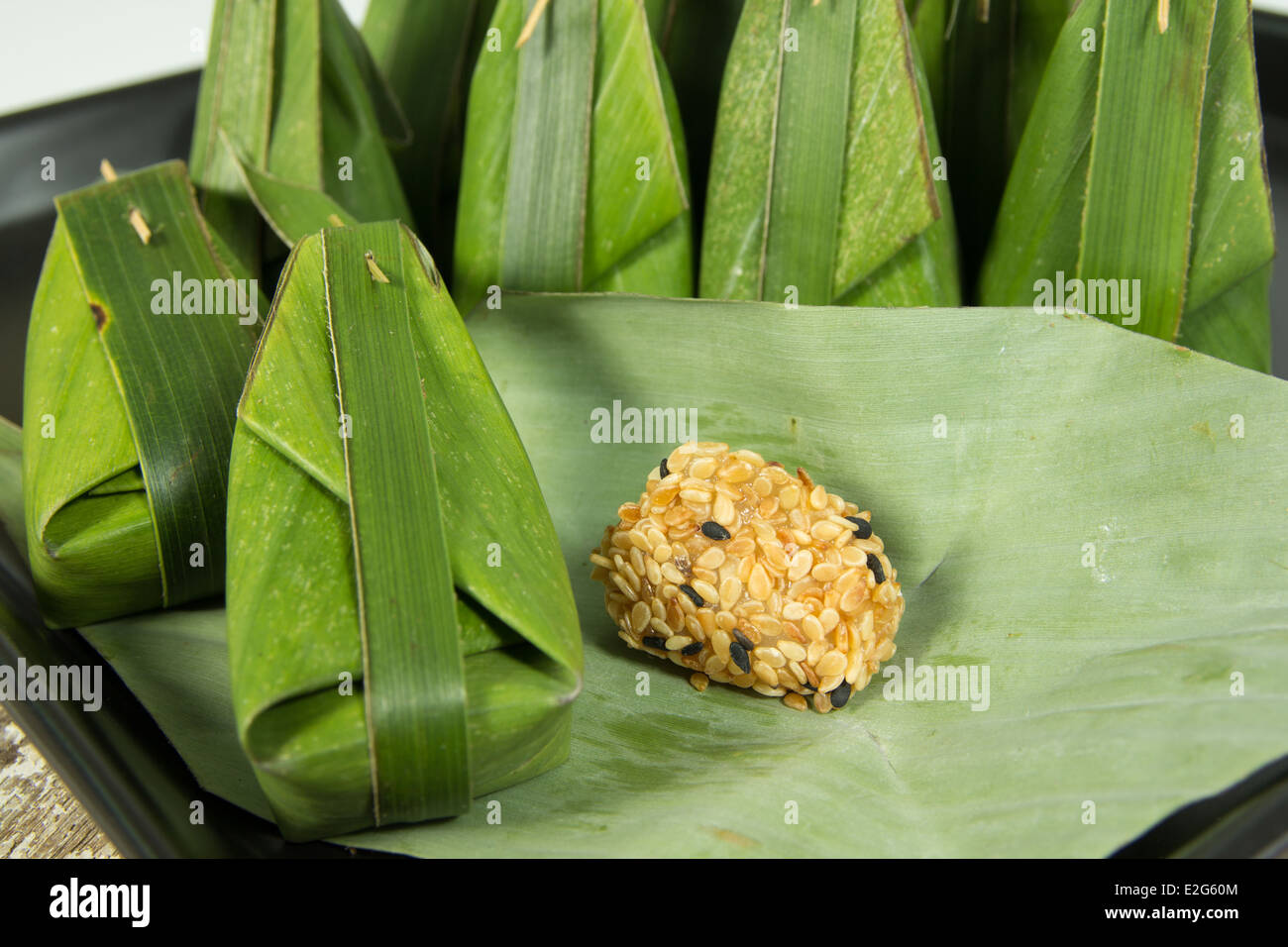 Thai sweets dessert in banana leaf Stock Photo Alamy