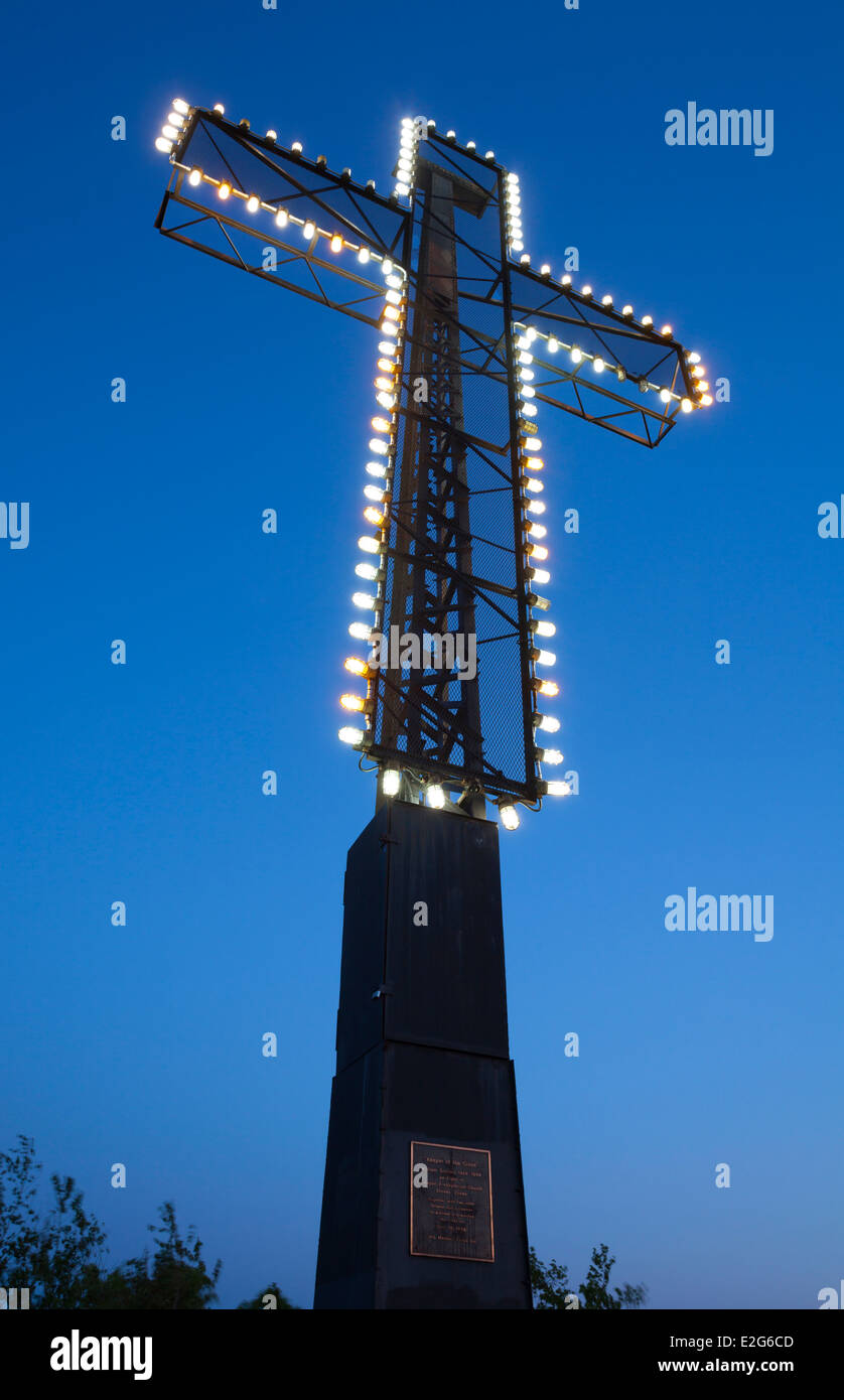 A giant cross called "Keeper of the Cross" sits atop Hamilton Mountain