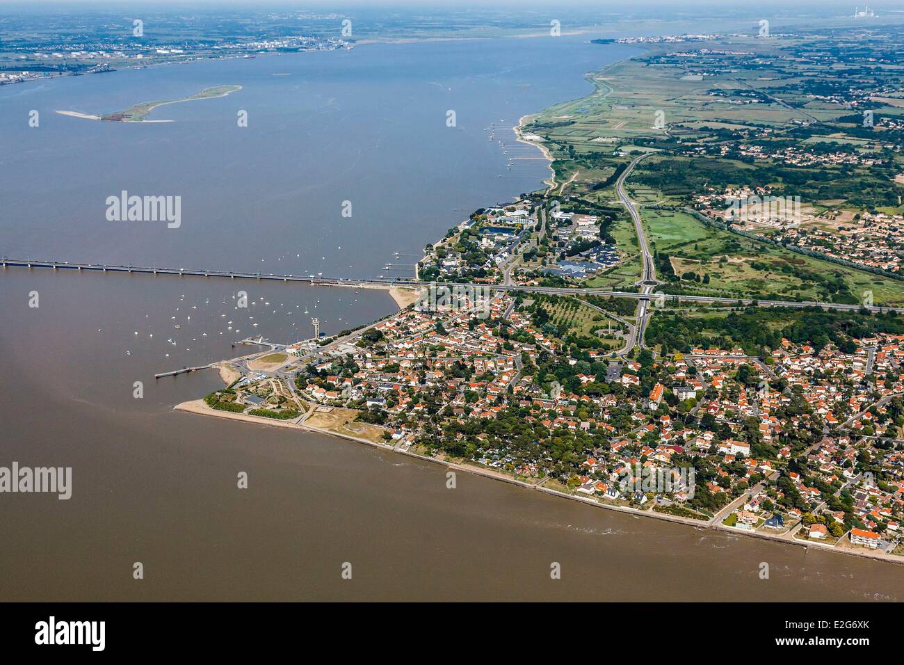 France Loire Atlantique Saint Brevin les Pins Mindin and the Loire estuary  (aerial view Stock Photo - Alamy