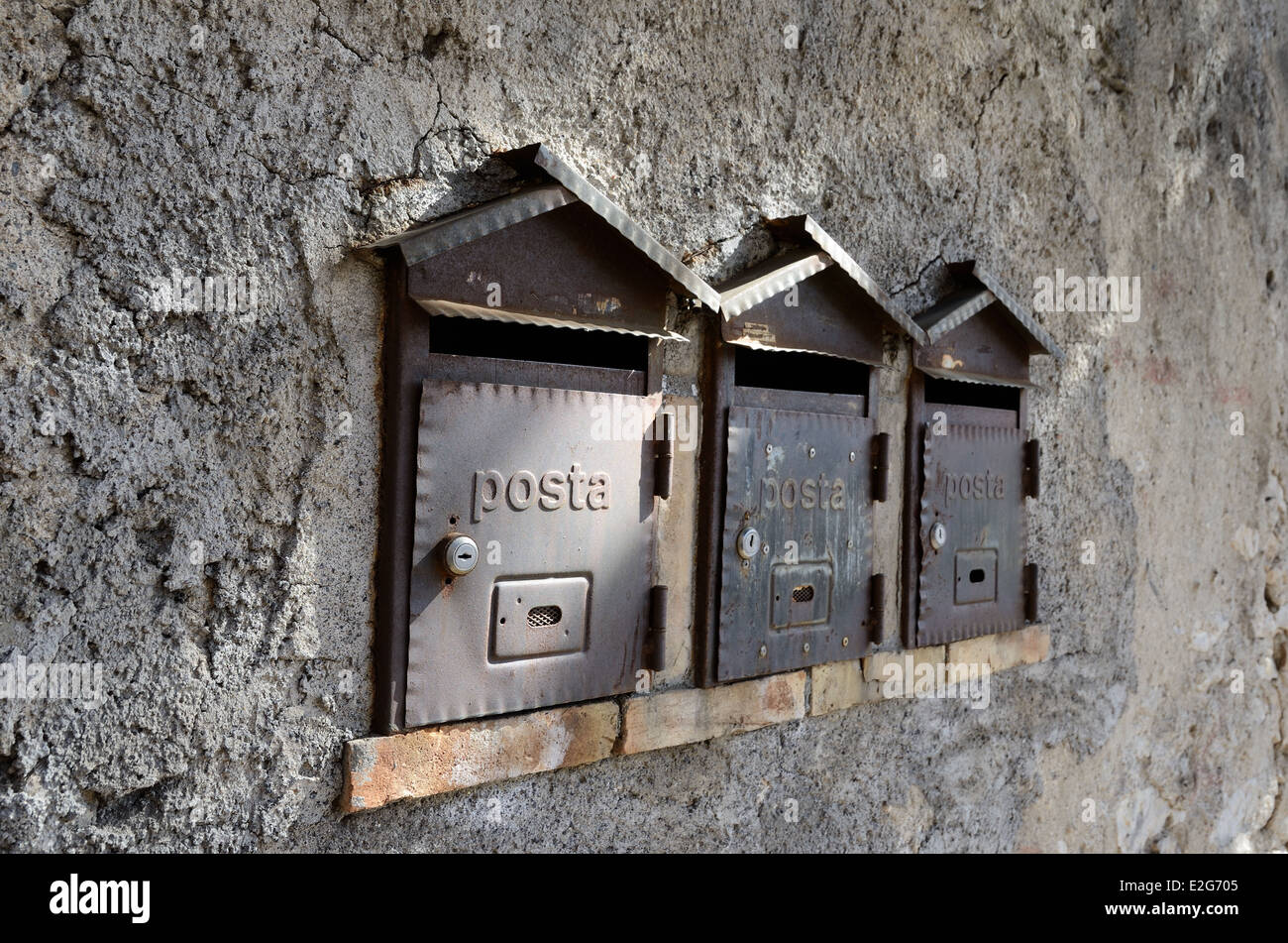 Mailboxes in the wall Stock Photo Alamy