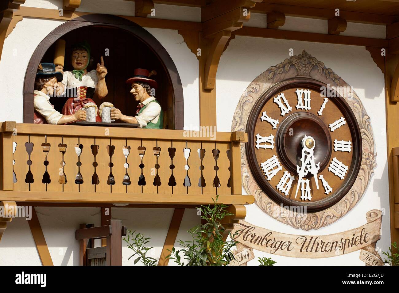 Germany Bade Wurtemberg Black Forest (Schwarzwald) Hornberg Niederwasser Haus der Schwarzwalduhren Cuckoo clock Stock Photo