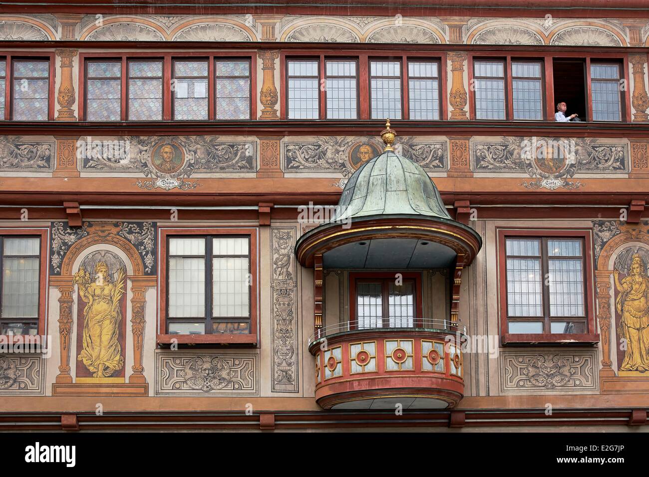 Germany Bade Wurtemberg Tubingen Town Hall (Rathaus) ornamented with sgraffito Stock Photo