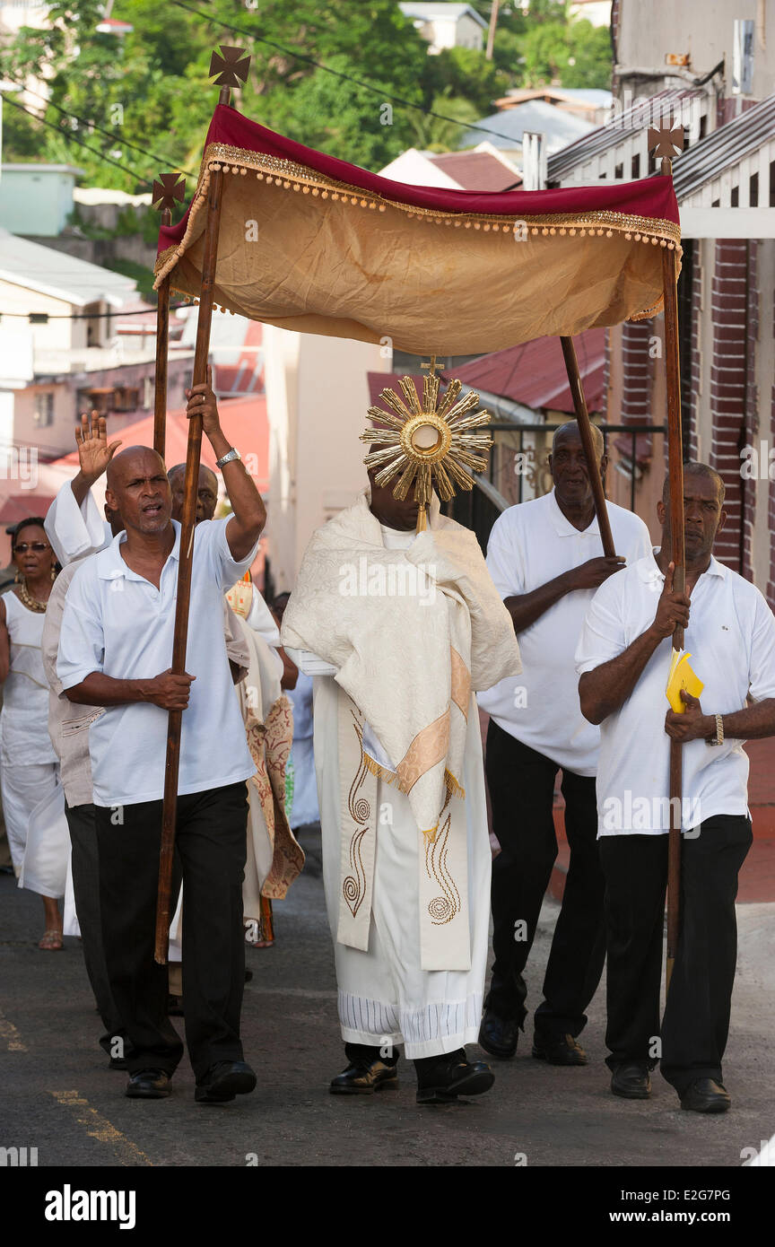 Grenada Island Saint George First Communion ceremony and procession Stock Photo