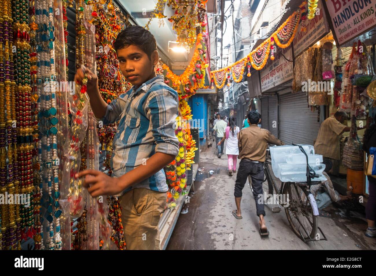 India Old Delhi small street in Chandni Chowk Stock Photo