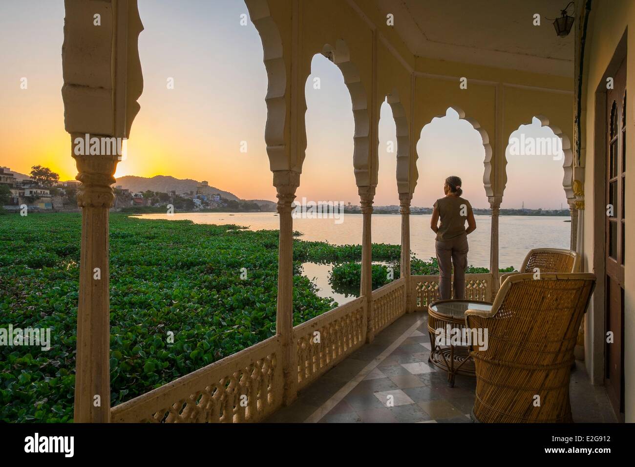 India Rajasthan State Kishangarh the Phool Mahal Palace on the shore of ...