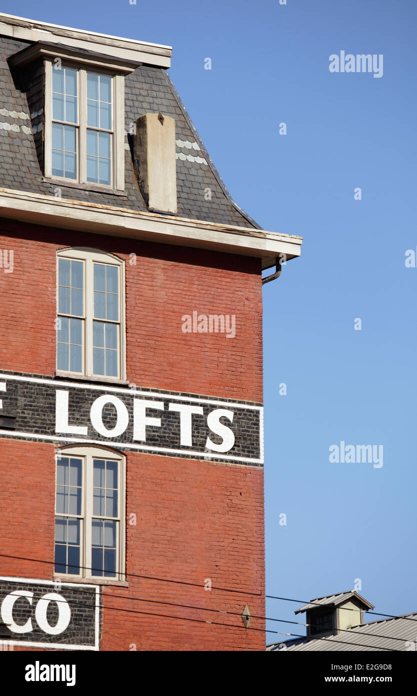 Lofts converted from a 19th c. tobacco building, Winston-Salem, North Carolina Stock Photo