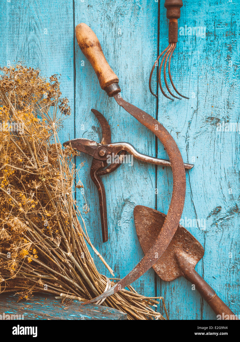Hanging spade tools hi-res stock photography and images - Alamy