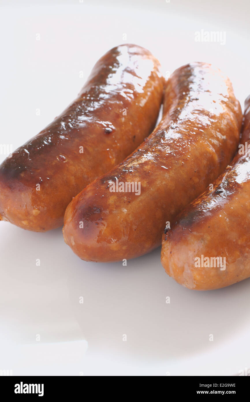 Traditional British pork sausages Stock Photo