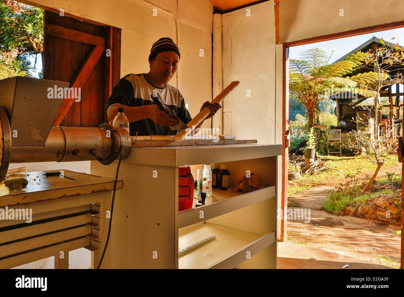 France Ile de la Reunion (French overseas department) Petite France creole village making handmade soap Stock Photo