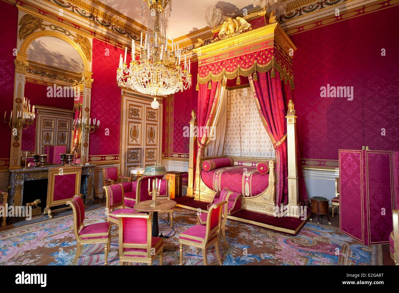 France Oise Compiegne Compiegne castle Bedroom of Emperor Stock Photo