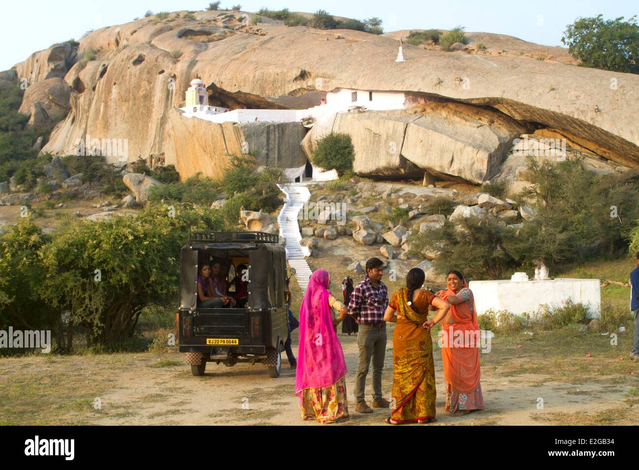 India Rajasthan state Bera area temple in the mountain pilgrims Stock Photo  - Alamy