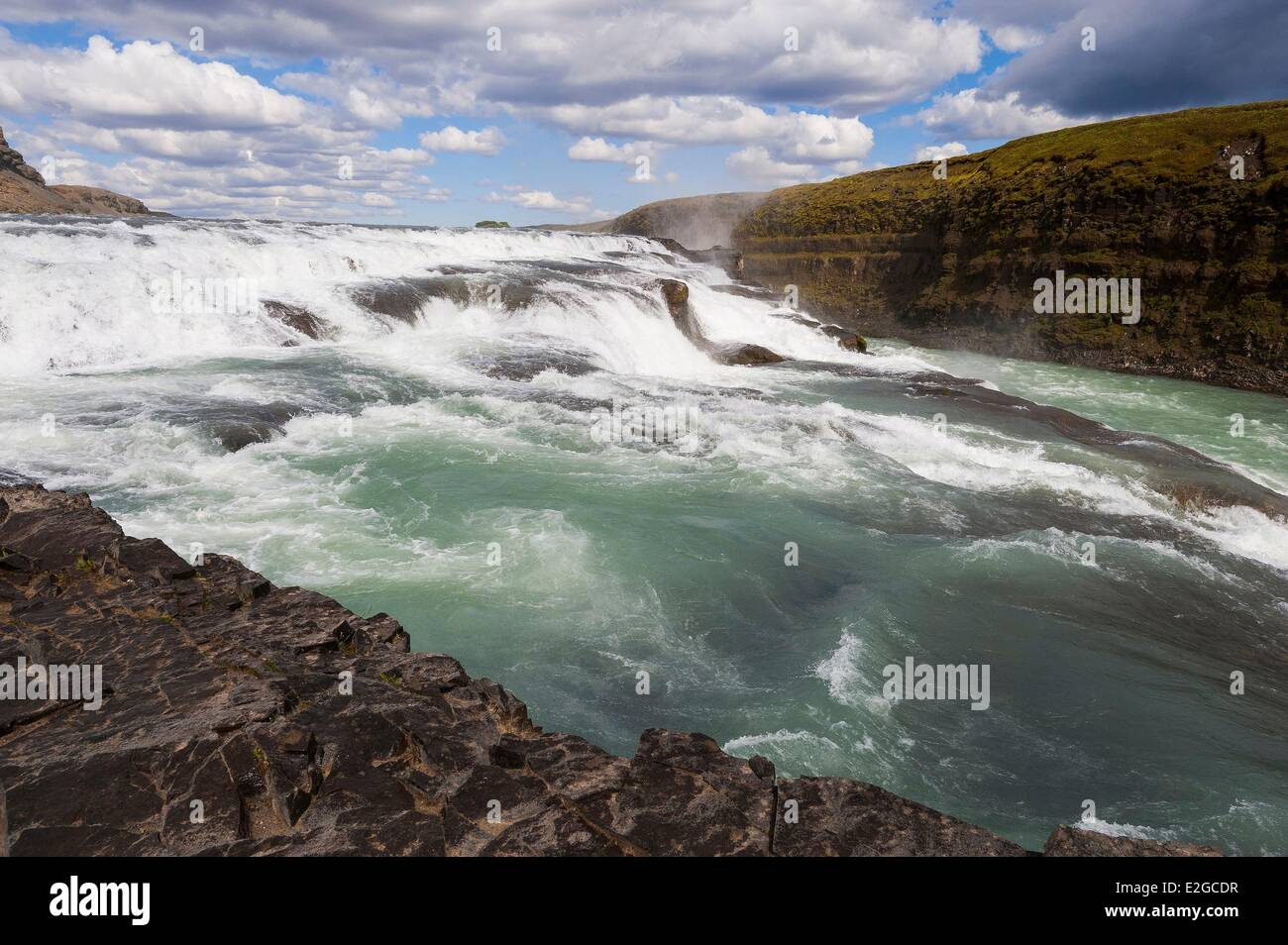 Iceland Vesturland Region waterfall of Gullfoss Stock Photo