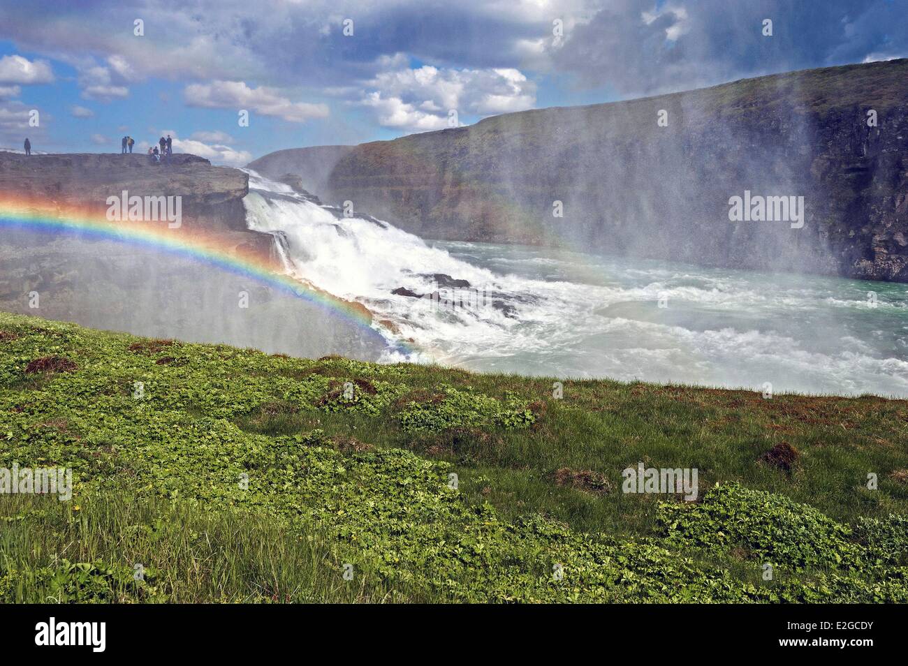 Iceland Vesturland Region waterfall of Gullfoss Stock Photo
