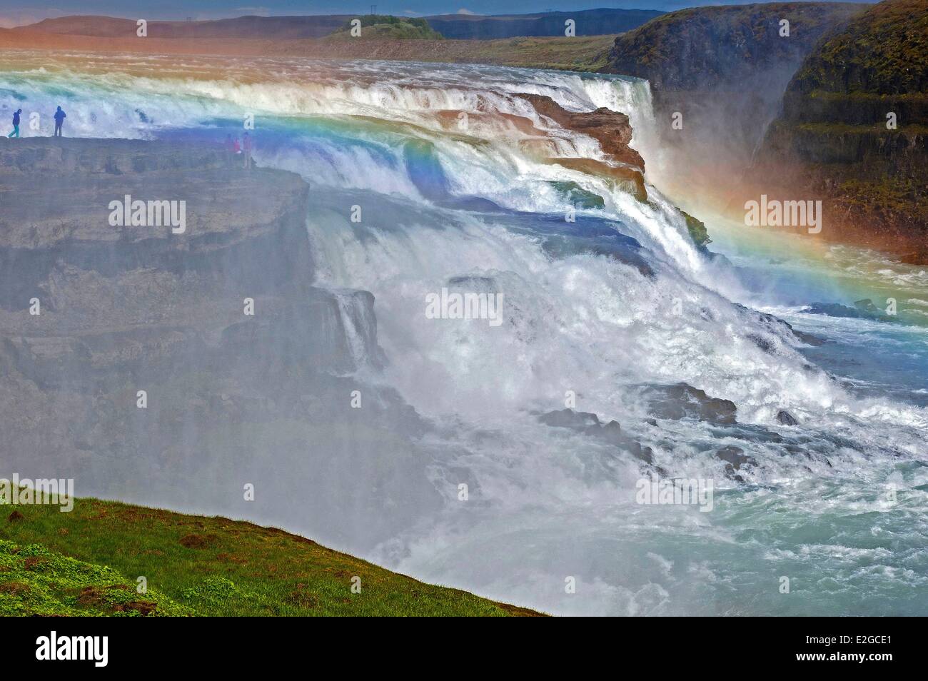 Iceland Vesturland Region waterfall of Gullfoss Stock Photo