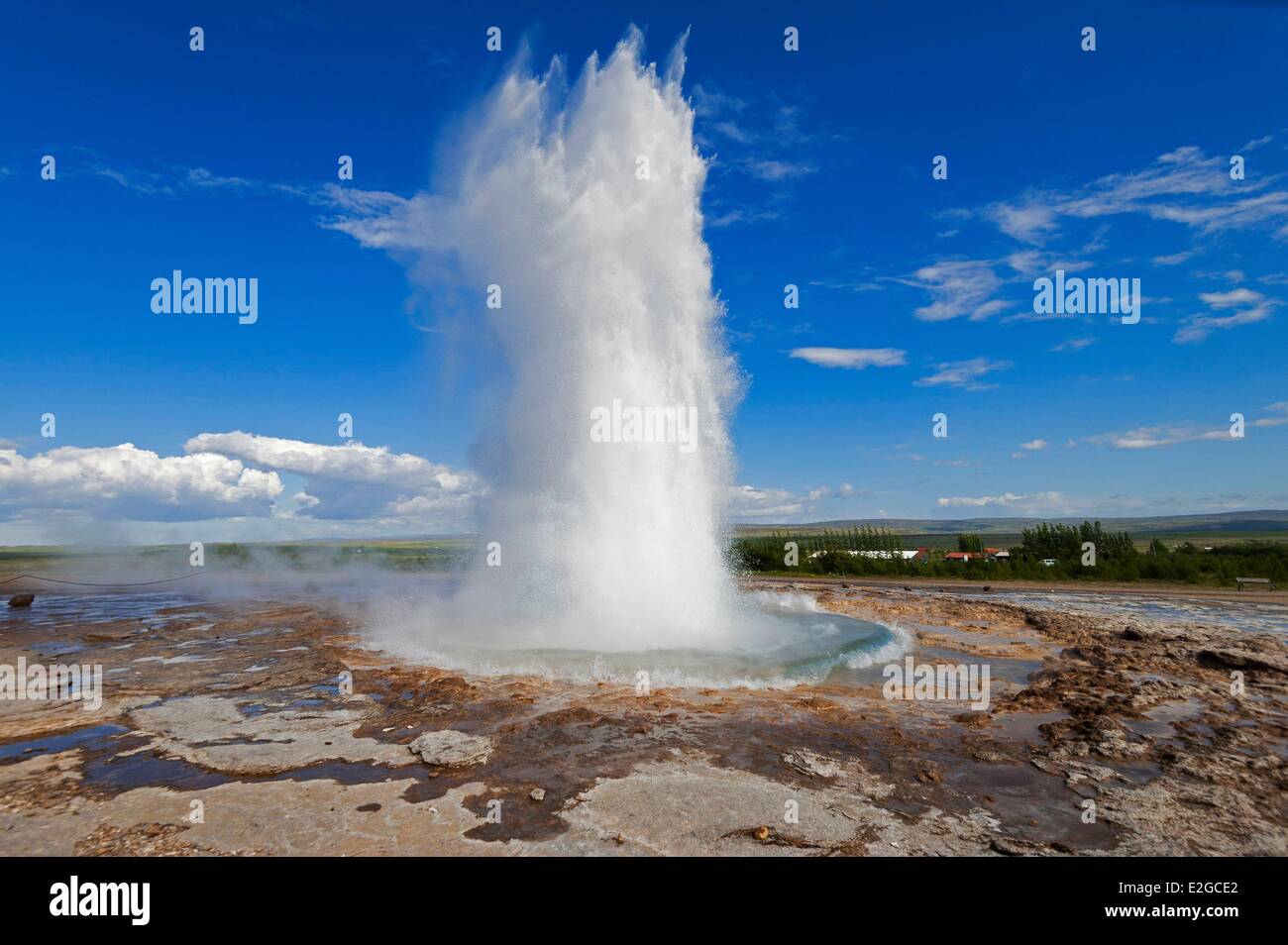 Iceland Sudurland Region Haukadalur Valley Geysir site Geysers Stock Photo