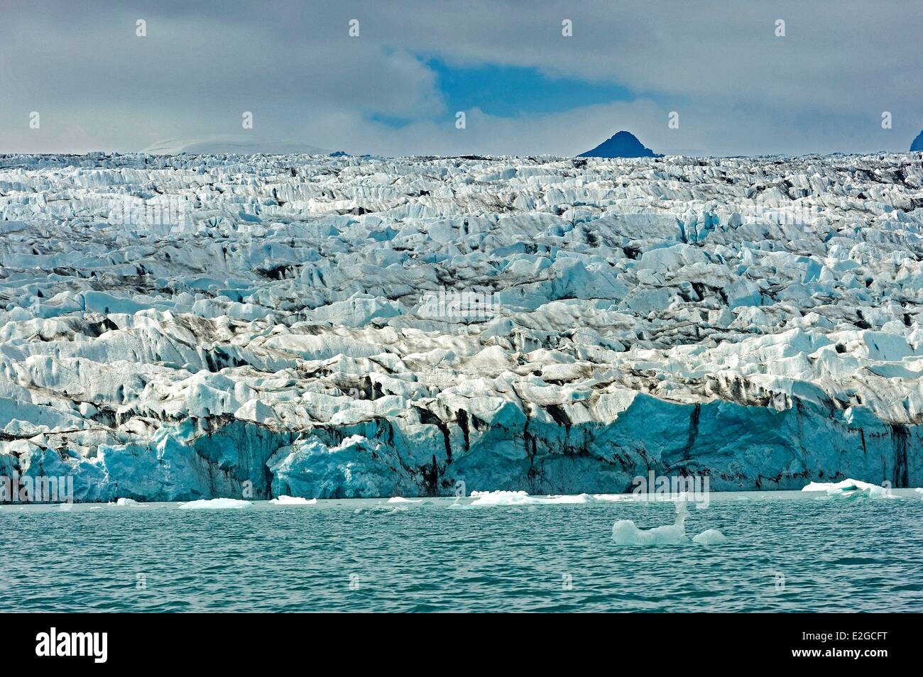 Iceland Austurland Region Vatnajokull National Park the Vatnajokull glacier and the Jokulsarlon glacier lagoon Stock Photo