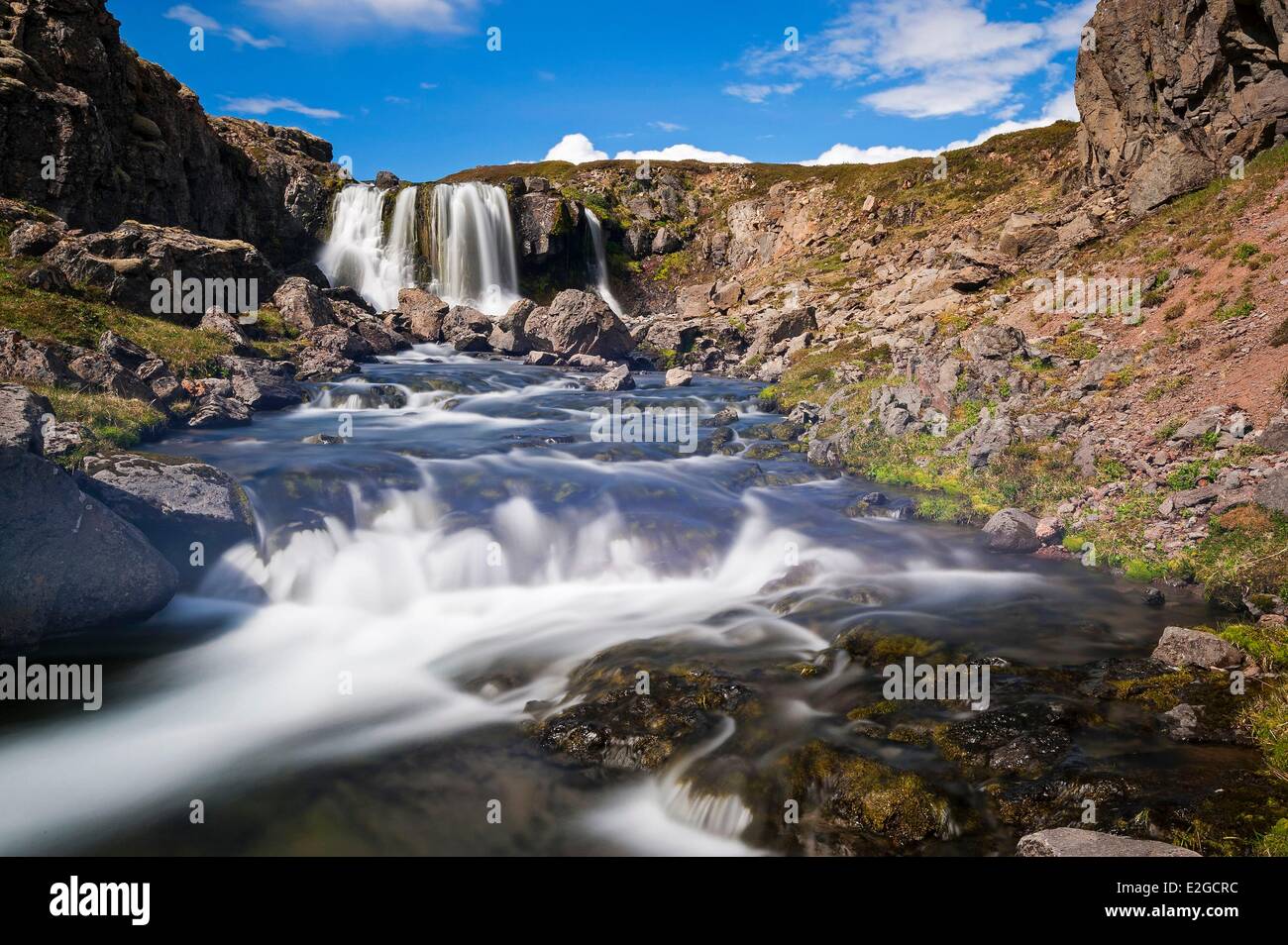 Iceland Westfjords Vestfirdir Region Hornataer waterfalls Stock Photo
