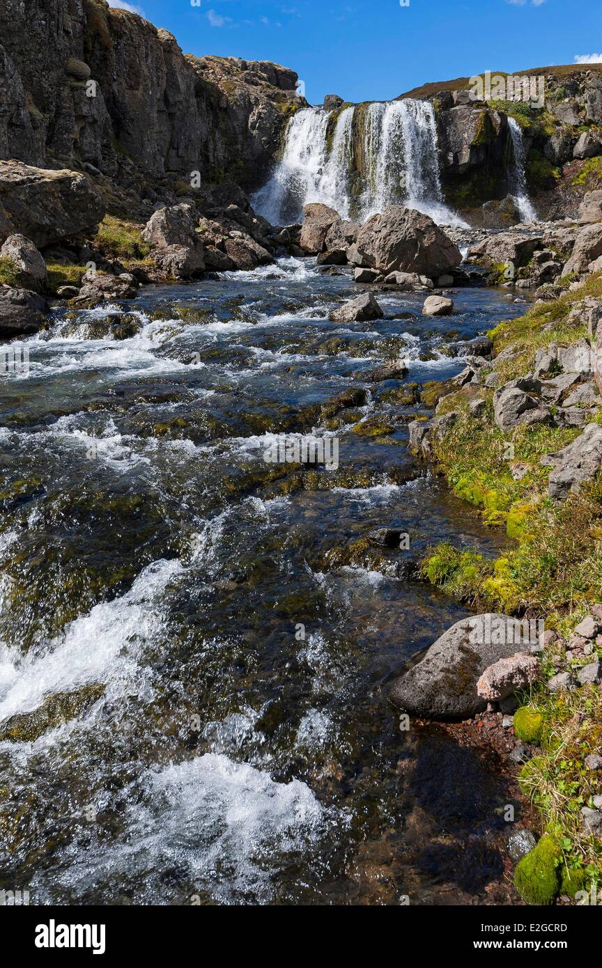 Iceland Westfjords Vestfirdir Region Hornataer waterfalls Stock Photo
