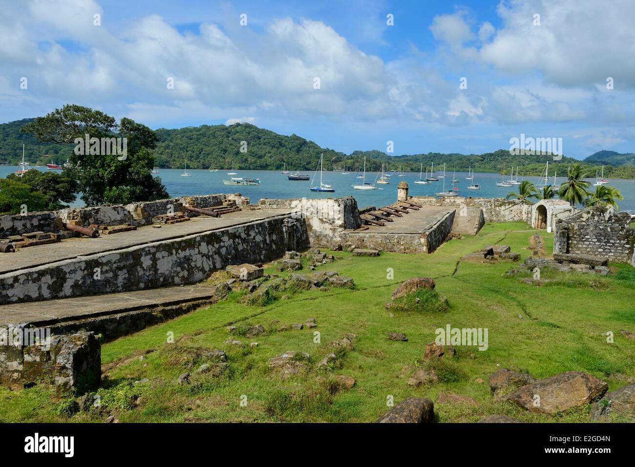 Panama Colon province Portobelo listed as World Heritage by UNESCO battery of Fort Santiago de la Gloria Stock Photo