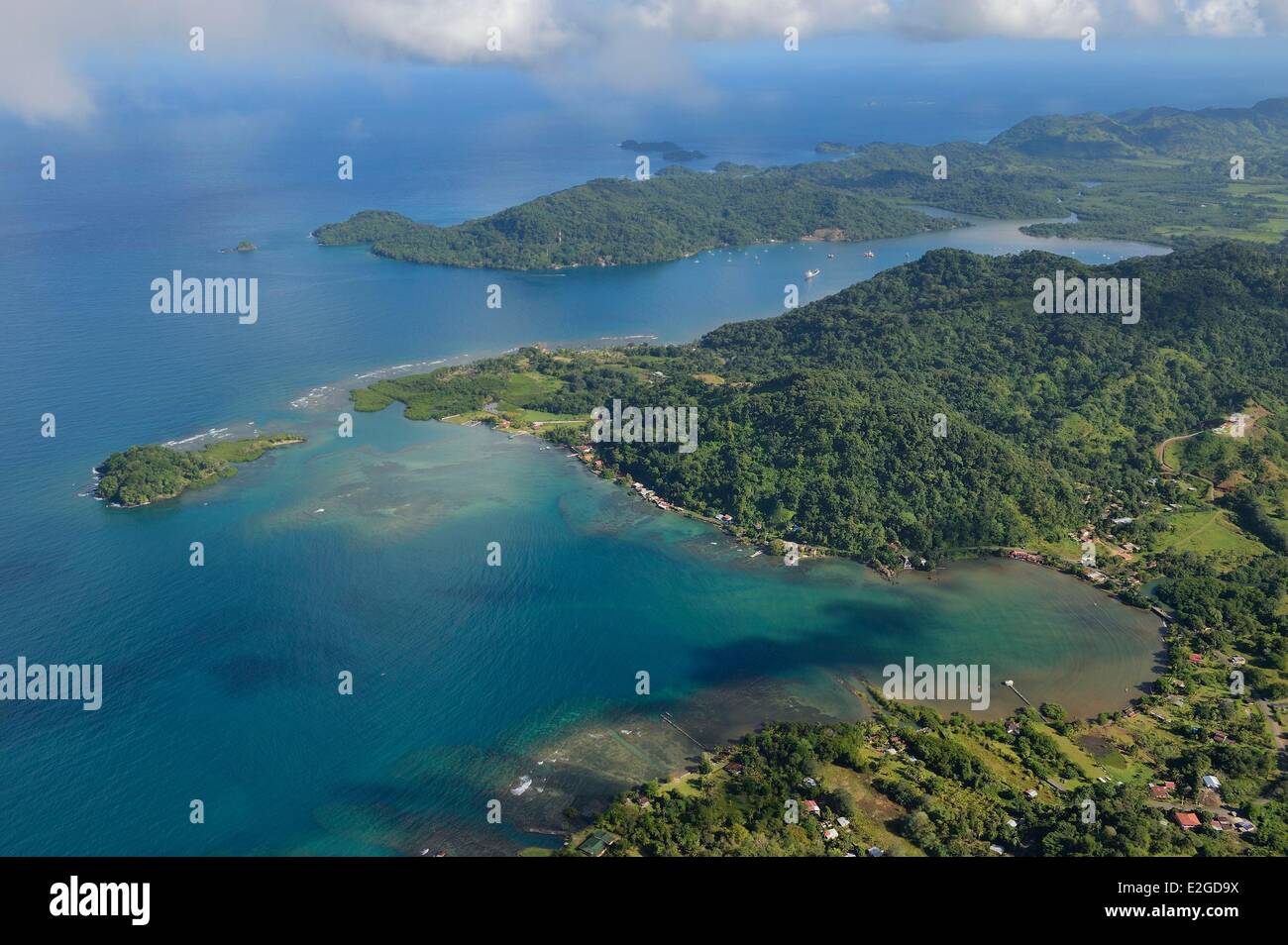 Panama Colon province Caribbean coast towards Portobelo (aerial view) Stock Photo