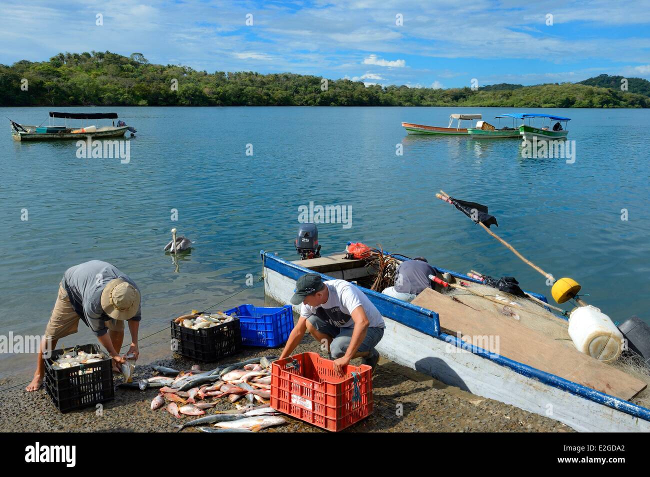 Panama Chiriqui province small harbor of Boca Chica Stock Photo