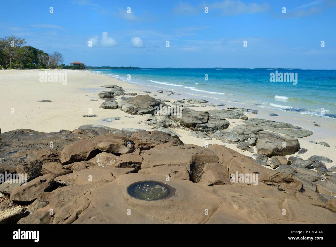 Panama Pearl Islands Isla Viveros white sand beach Stock Photo