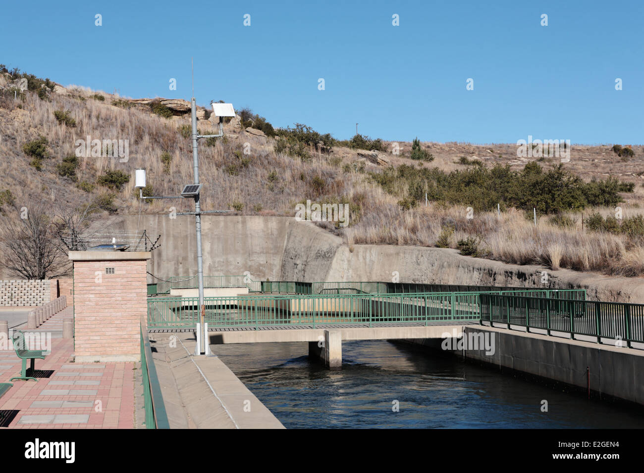 Outlet of water tunnel from the Lesotho Highlands Water Project, Clarens, Free State Province, South Africa Stock Photo