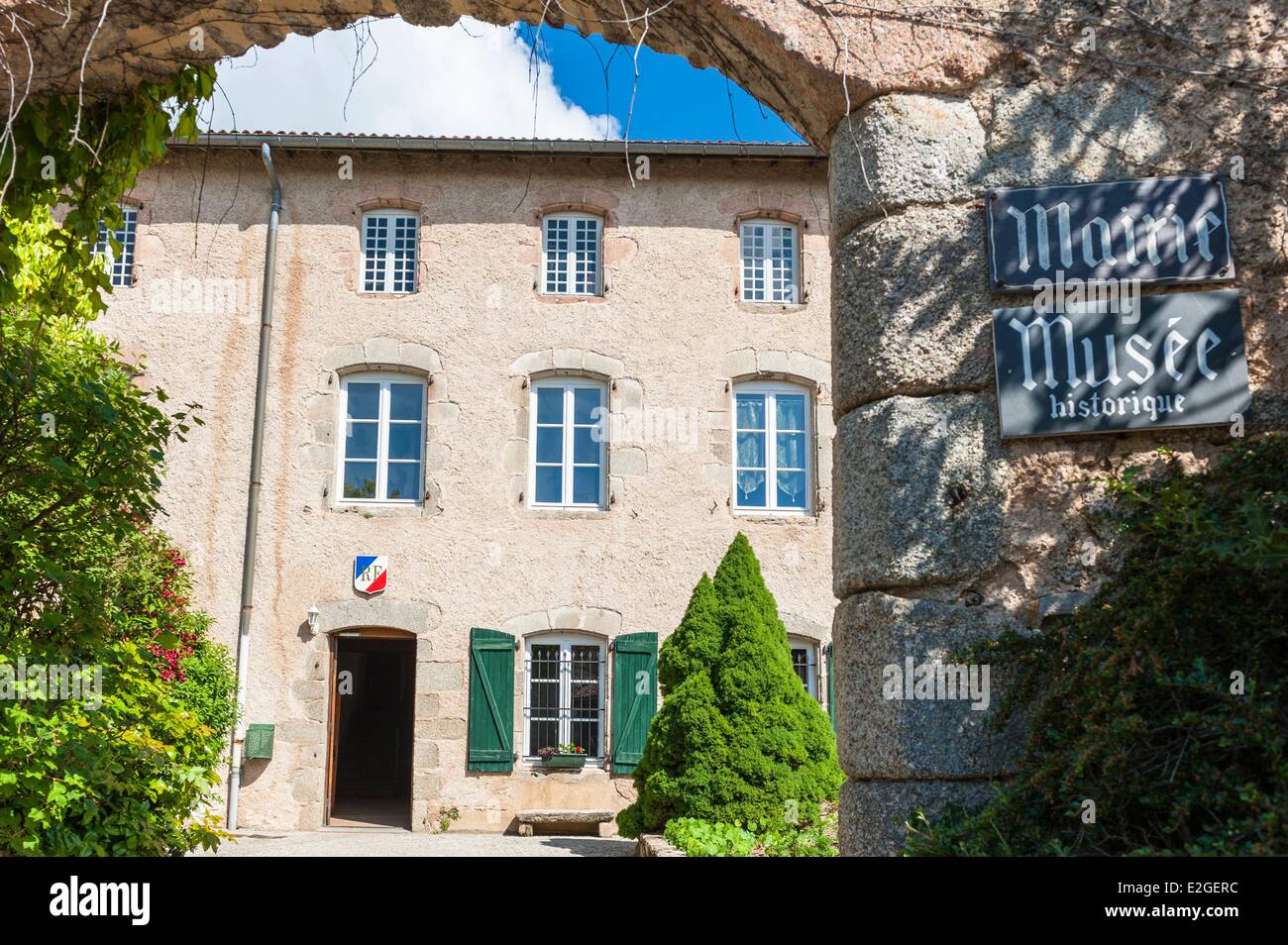 France Loire Monts du Forez historic village of Cervieres town hall Stock Photo