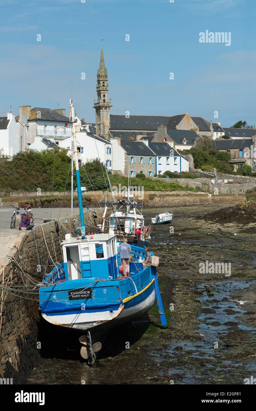 France Finistere Ouessant island harbour of Lampaul Stock Photo