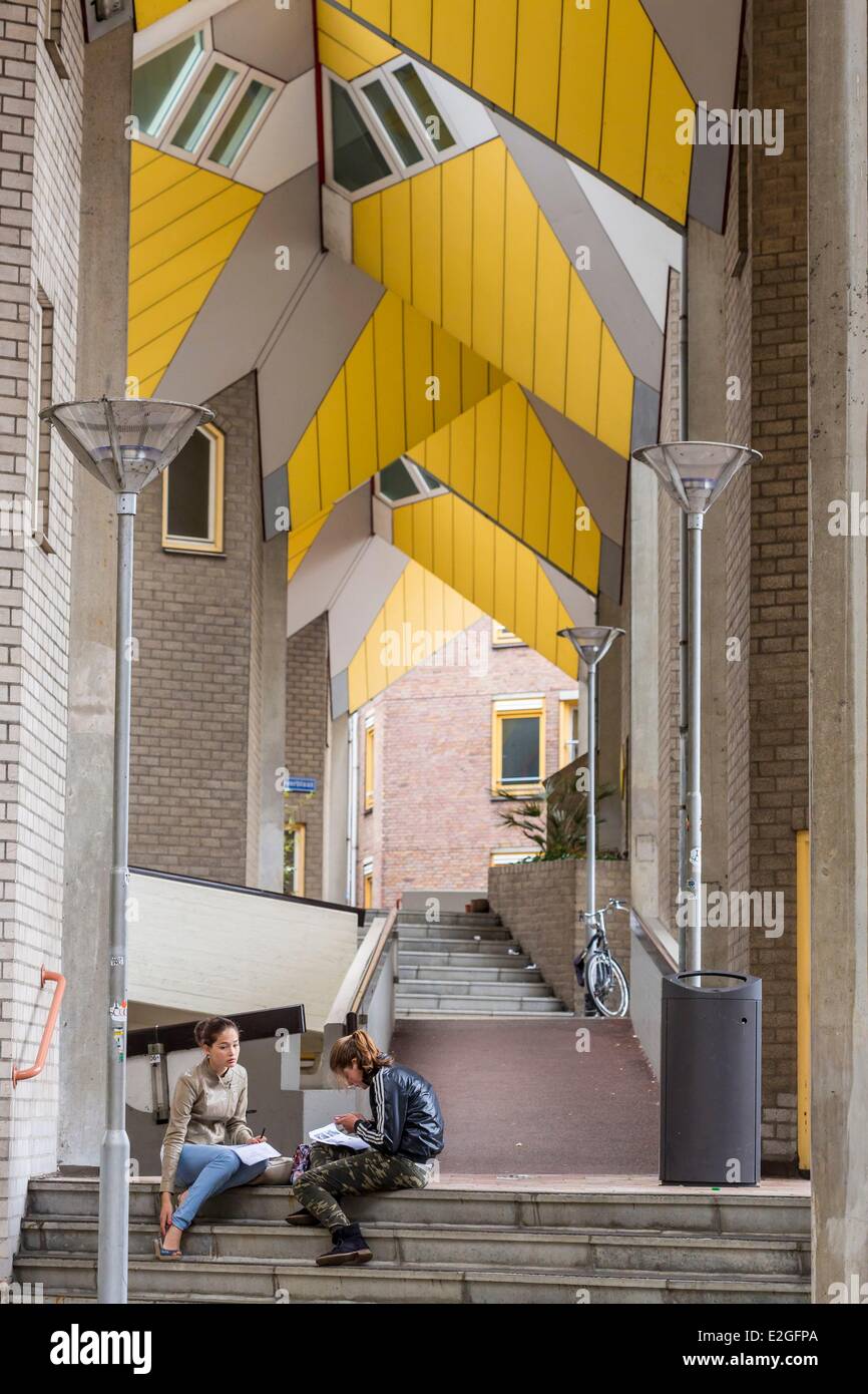 Netherlands South Holland Rotterdam cube houses inclined at an angle of